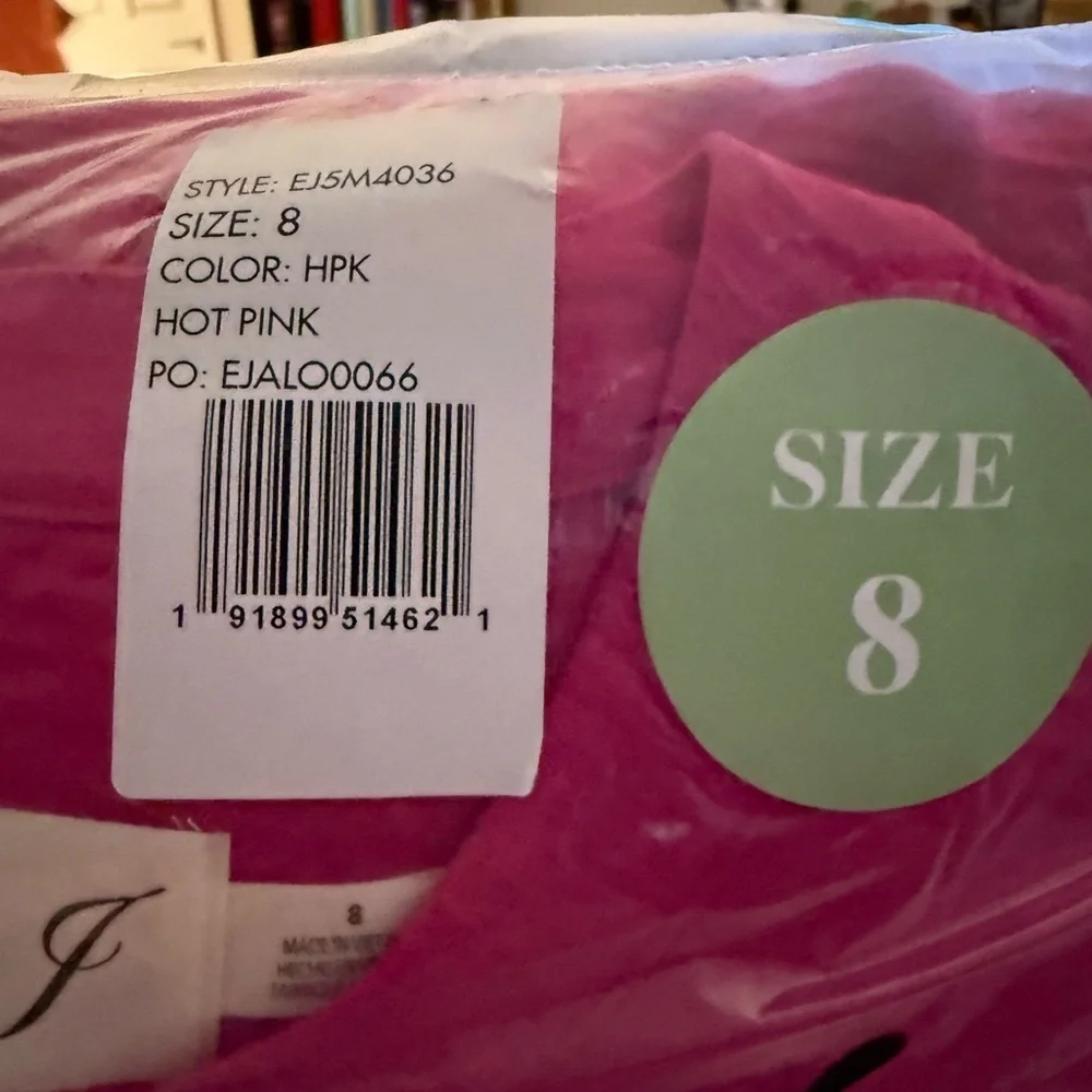 Eliza J Vibrant Hot Pink Long Sleeve Tiered Dress NWT 8